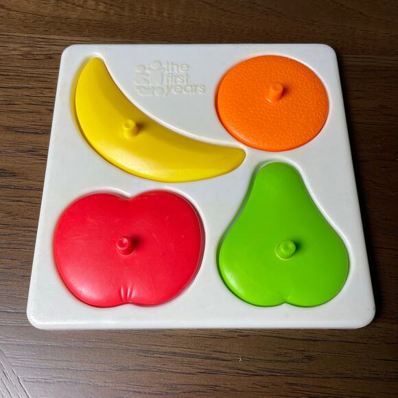 The First Years 4 Piece Puzzle Vintage 1977 Fruit Animal Plastic Hong Kong Toy - Picture 4 of 11